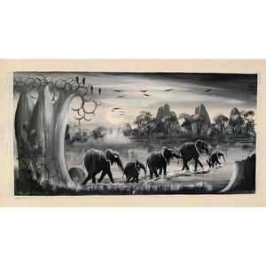 Authentic African Elephant Painting (Not a Print) Original African Art UNFRAMED